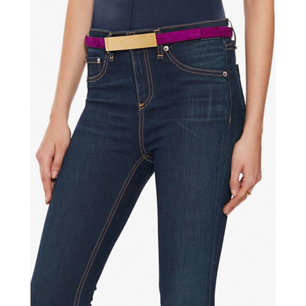 Barbara Bui Suede Belt Gold Rectangle Buckle